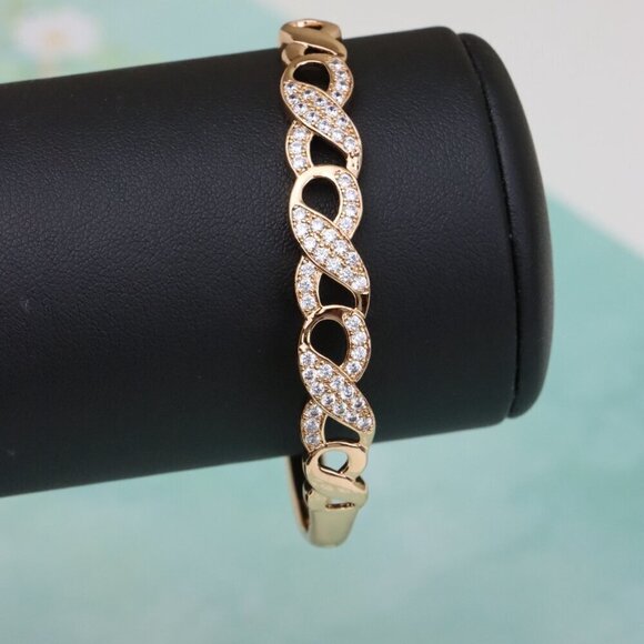 Rose Gold Bangle with Infinity Design and Sparkling Stones, XPBL0456 - Picture 6 of 12